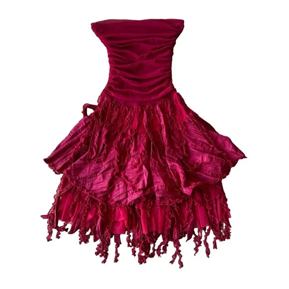 Ariella Dresses & Skirts - Ariella Vintage Small Strapless Dress Red Layered Fairy Core Ethereal Festival